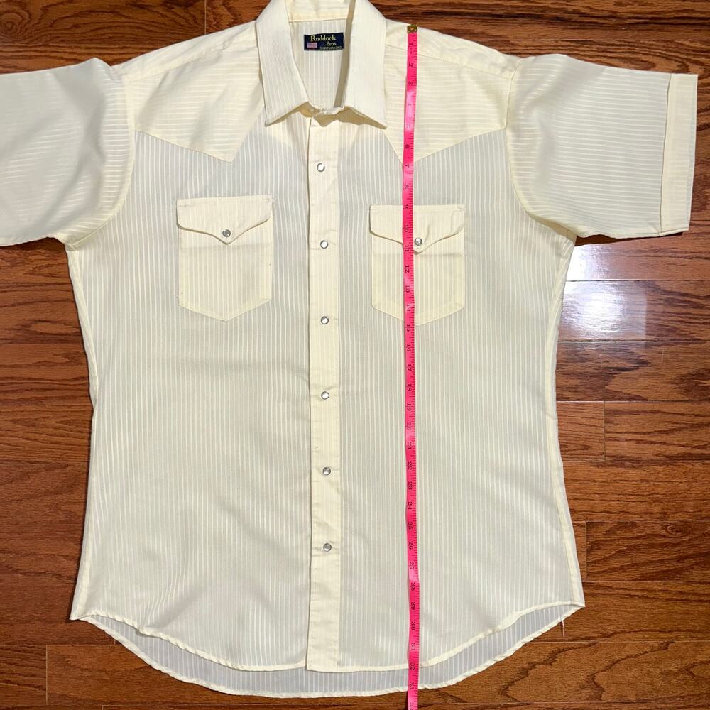 SOLD 💕Ruddock Bros Men’s Yellow Short Sleeve Pearl Snap Western Shirt Size XXL - Picture 8 of 9